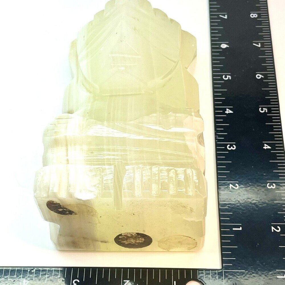 Vintage Hand Carved Onyx TIKI Aztec Mayan God Handmade Lucid Stone Bookend - Picture 9 of 15